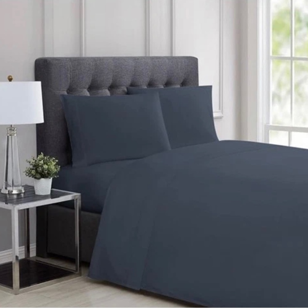 CHARISMA 310 THREAD COUNT  SOLID COTTON SATEEN CAL KING BLUE BED SHEET SET  🔥🔥🔥
